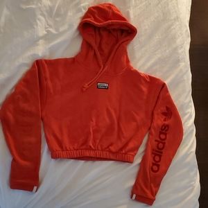 Red cropped adidas hoodie